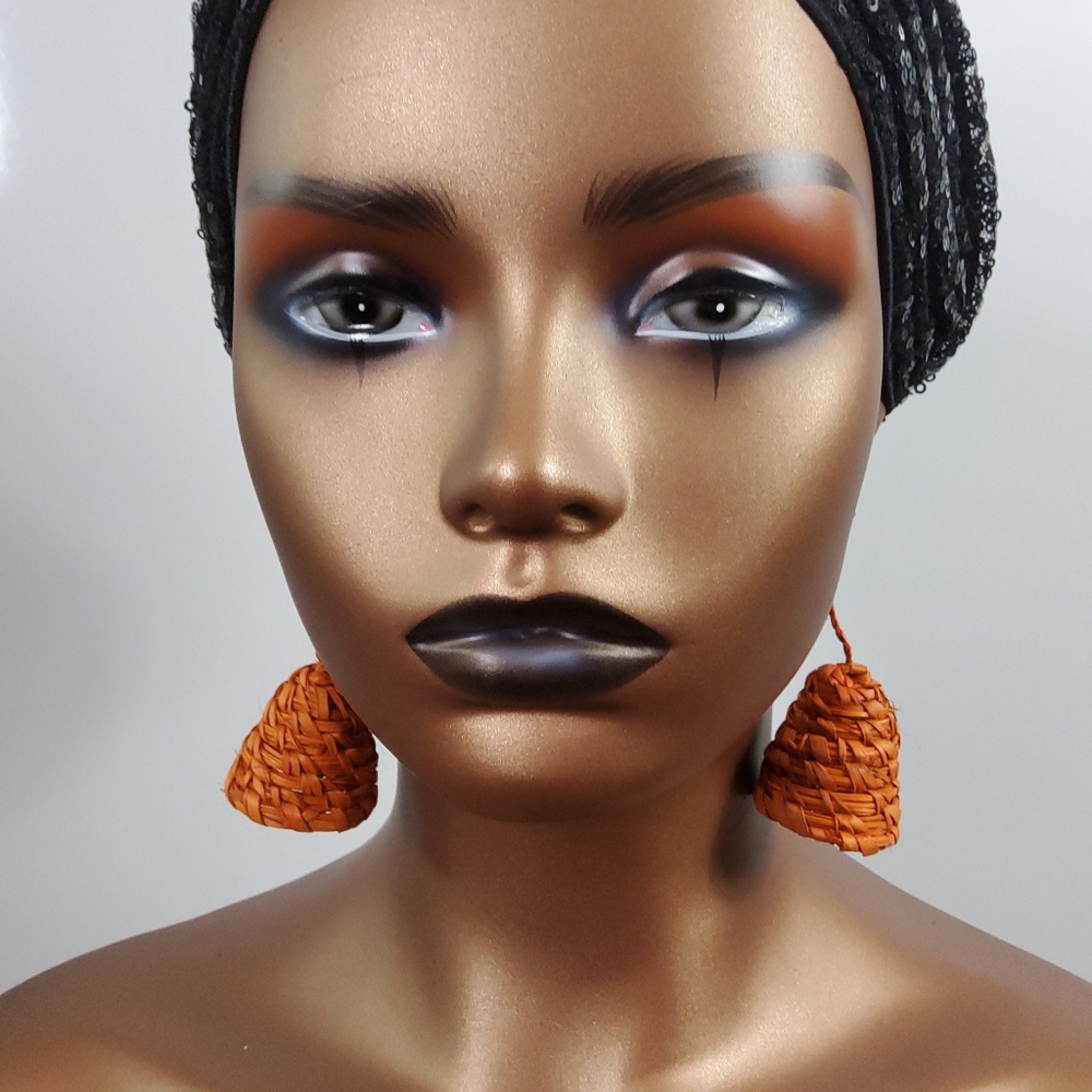 Orange Woven Earrings